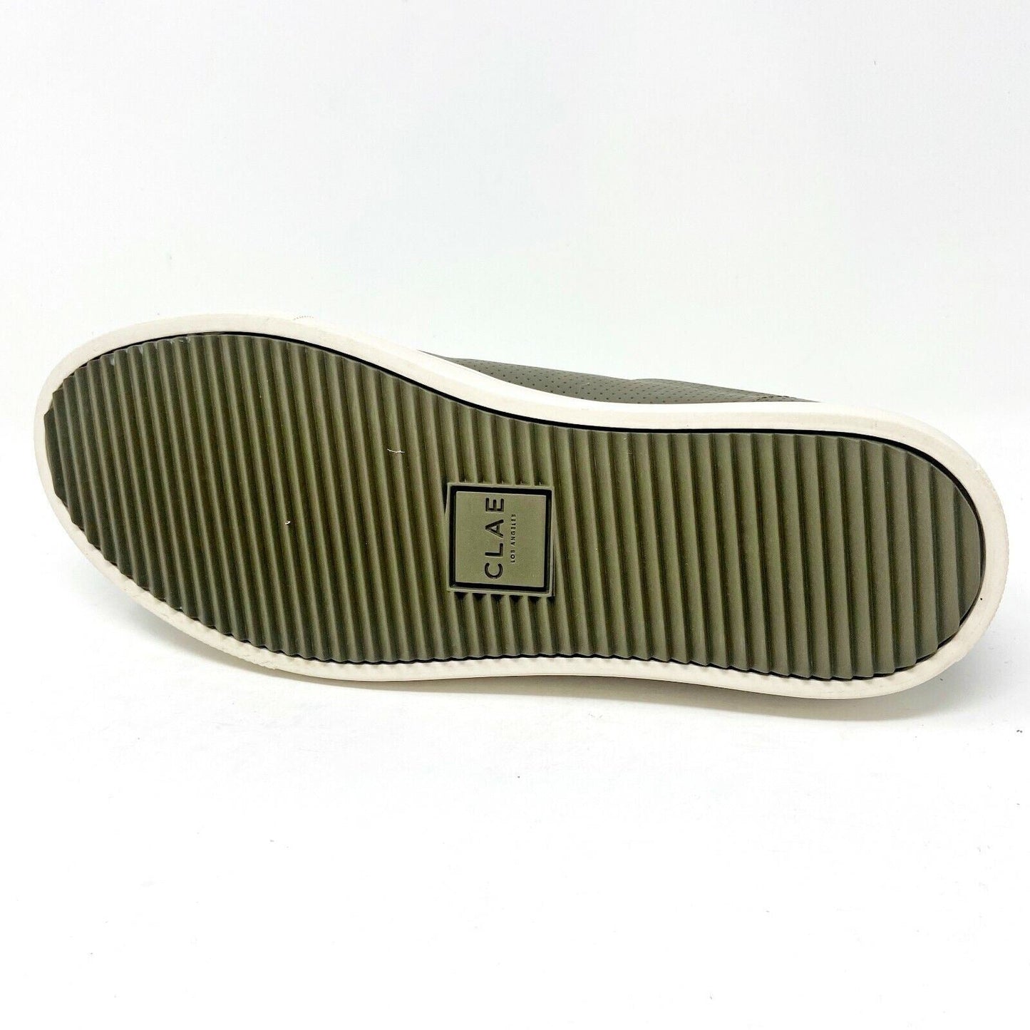Clae Noah Olive Green Leather Mens Casual Sneakers