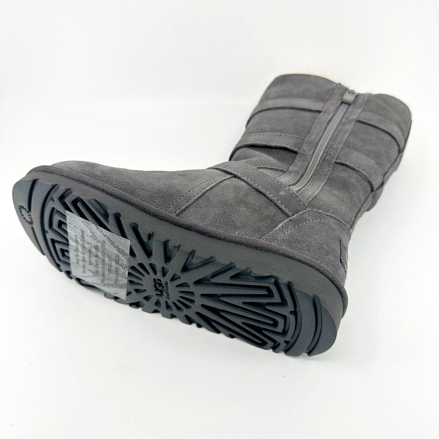 UGG Maddi Charcoal Gray Kids Girls Buckle Suede Shearling Boots 1001520 CHRC