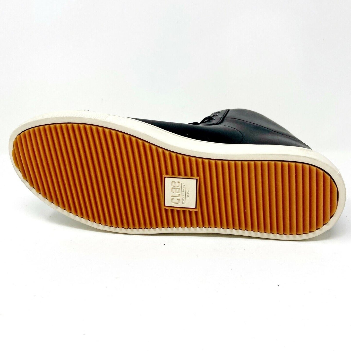 Clae Frazier Black Leather Mens Premium Casual Sneakers