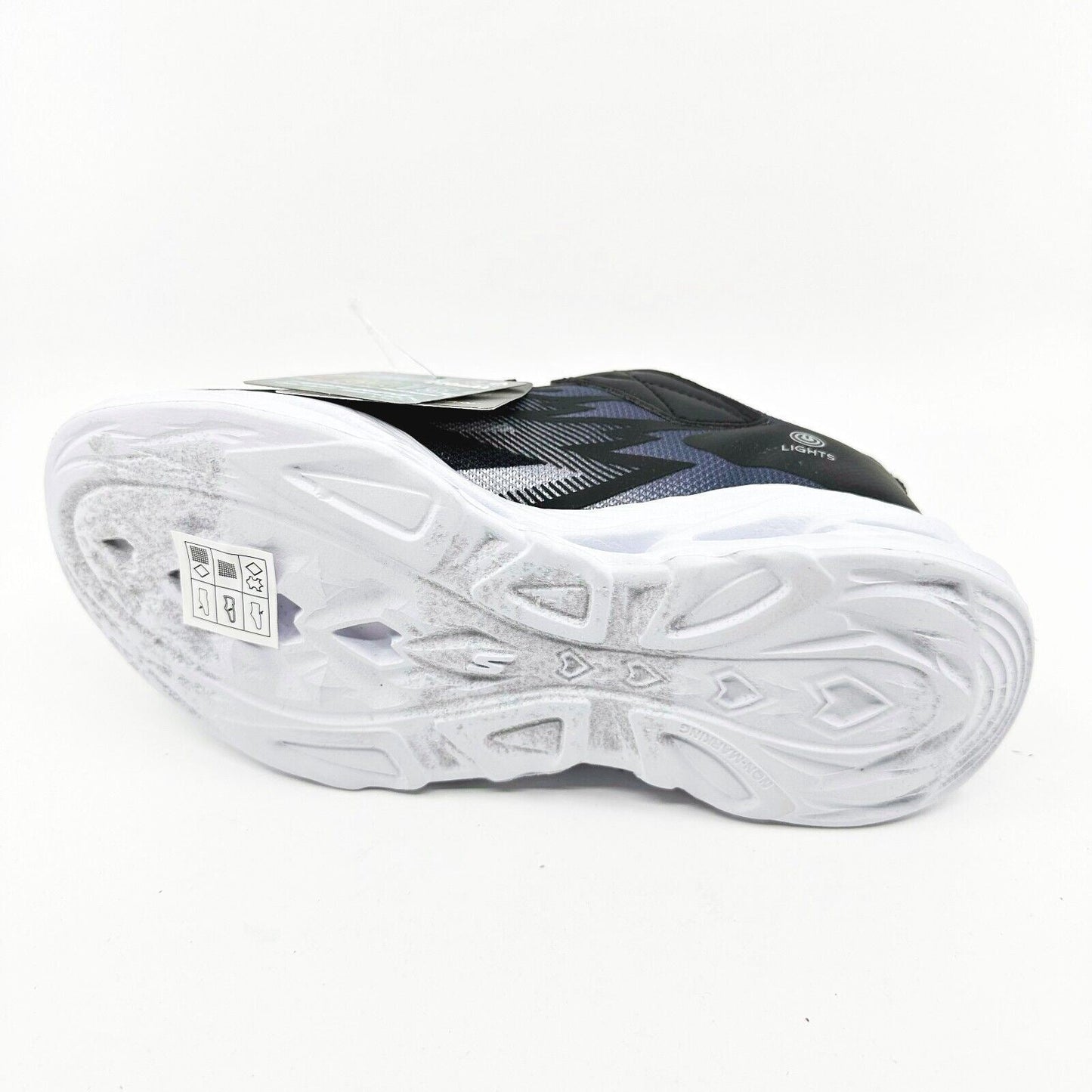 Skechers S Lights Vortex Flash Zovix Black Gray Kids Boys Size 1 Sneakers