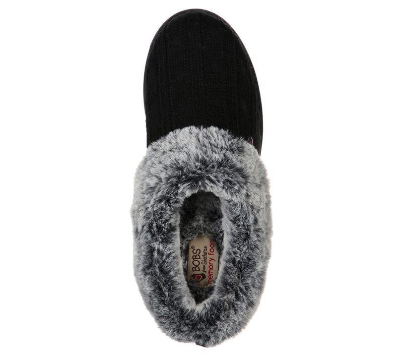 Womens Wide Fit Skechers Keepsakes Ice Angel Mule Slippers - Black