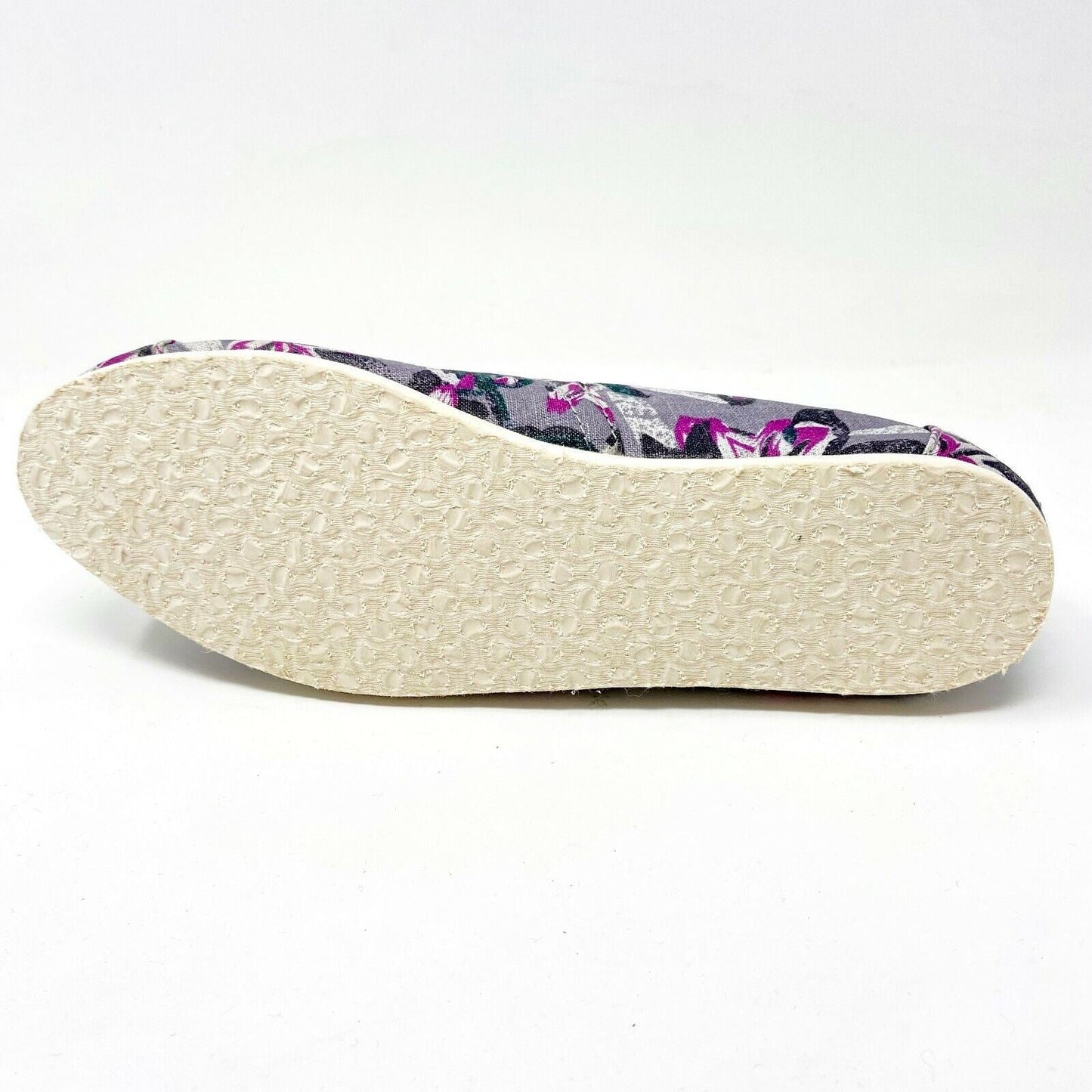 Toms Classics Grey Floral Womens Slip On Casual Canvas Flat Shoes