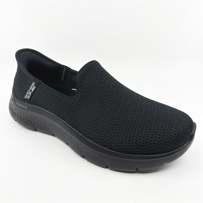 Skechers Go Walk Flex Relish Black Womens Wide Slip On Sneakers