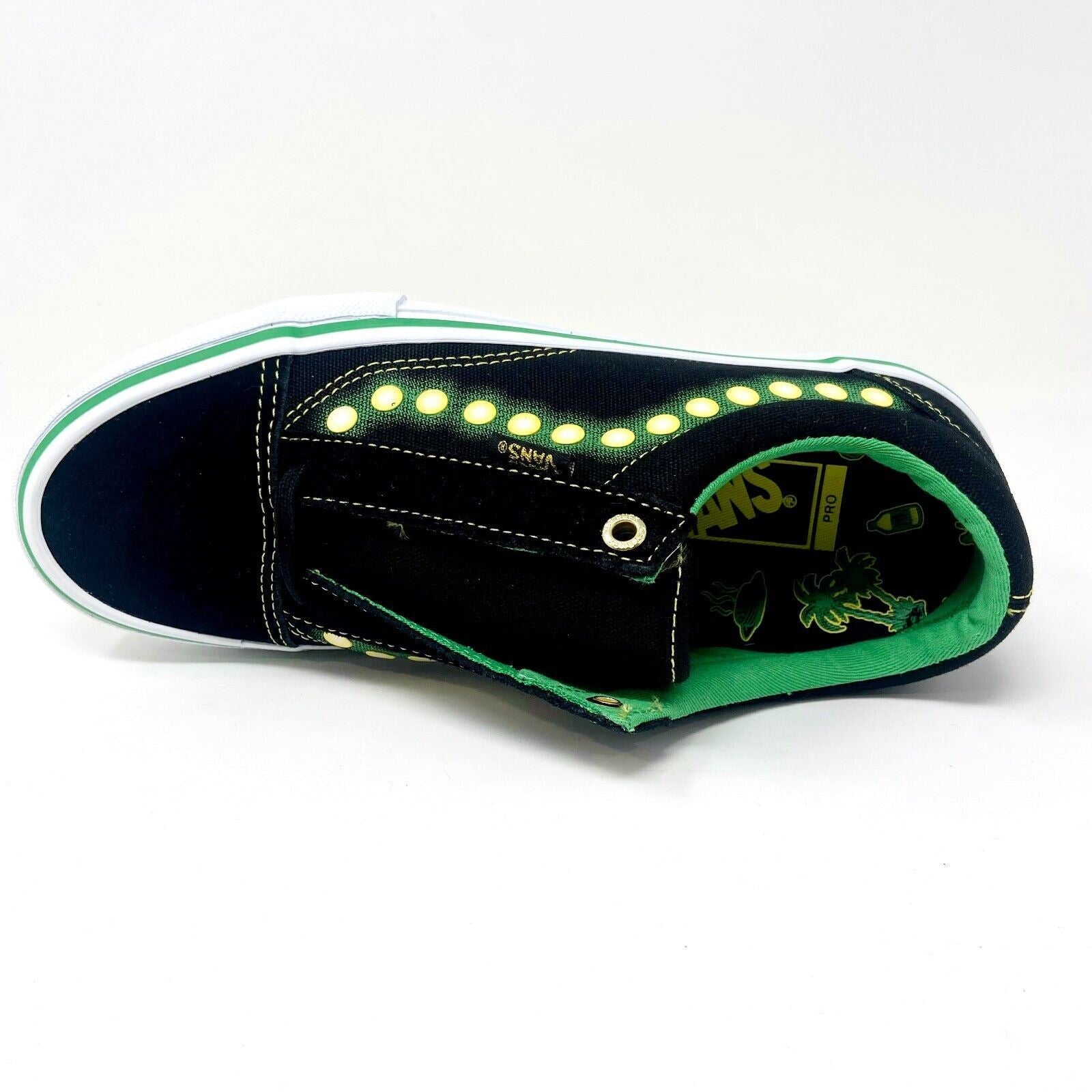 Vans Old Skool Pro (Shake Junt) Black White Green Mens Suede Shoes Sneakers