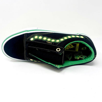 Vans Old Skool Pro (Shake Junt) Black White Green Mens Suede Shoes Sneakers