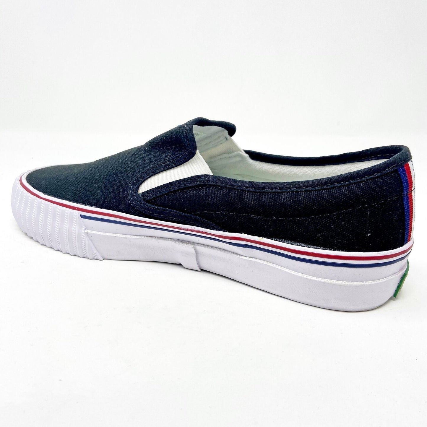 PF Flyers Center Slip On Black White Womens Retro Shoes PM12OS2D
