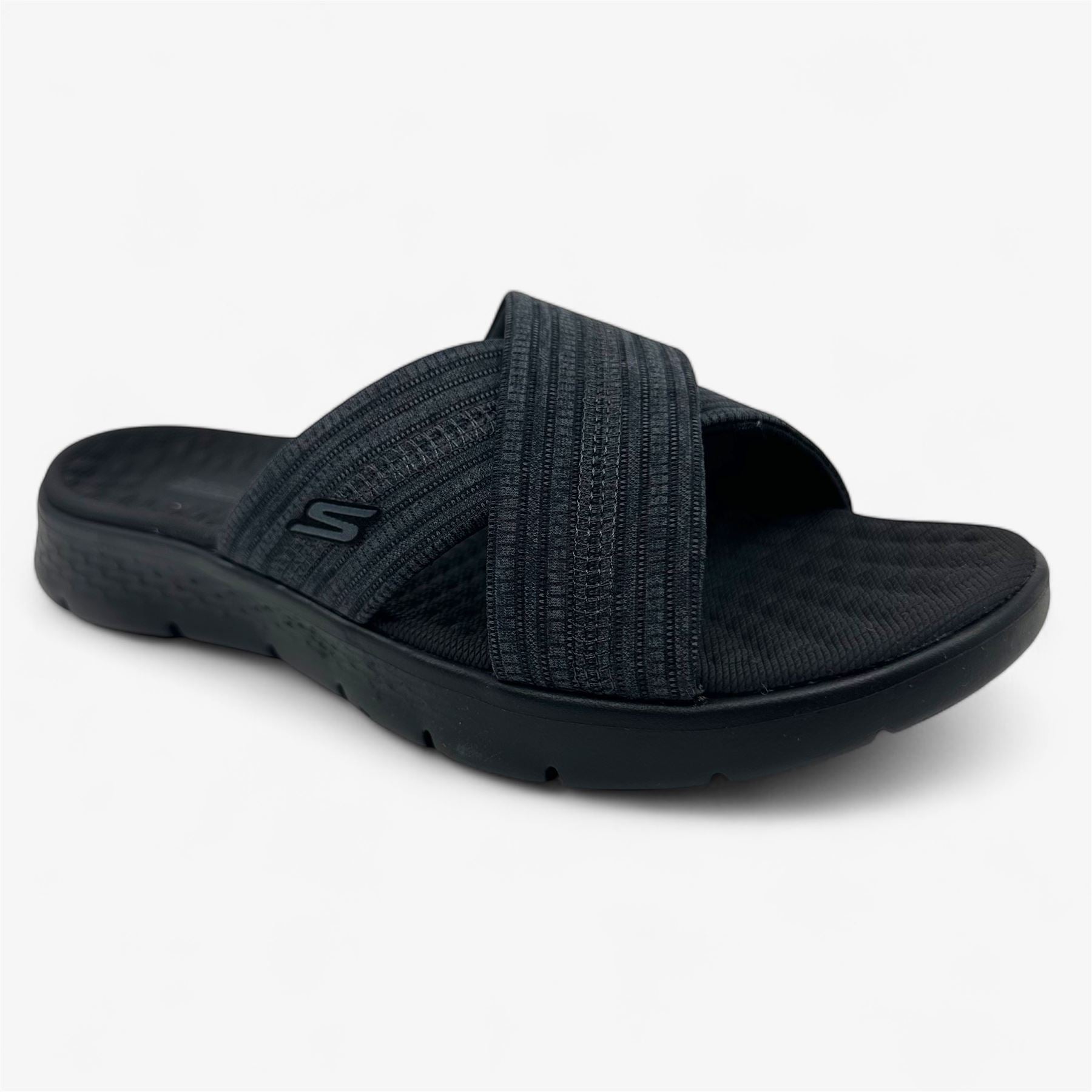 Skechers Go Walk Flex Butterfly Bliss Black Gray Womens Sandal Slip-On