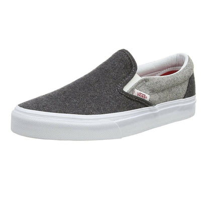 Vans Classic Slip On (Wool Sport) Pewter Gray White Womens Casual Shoes
