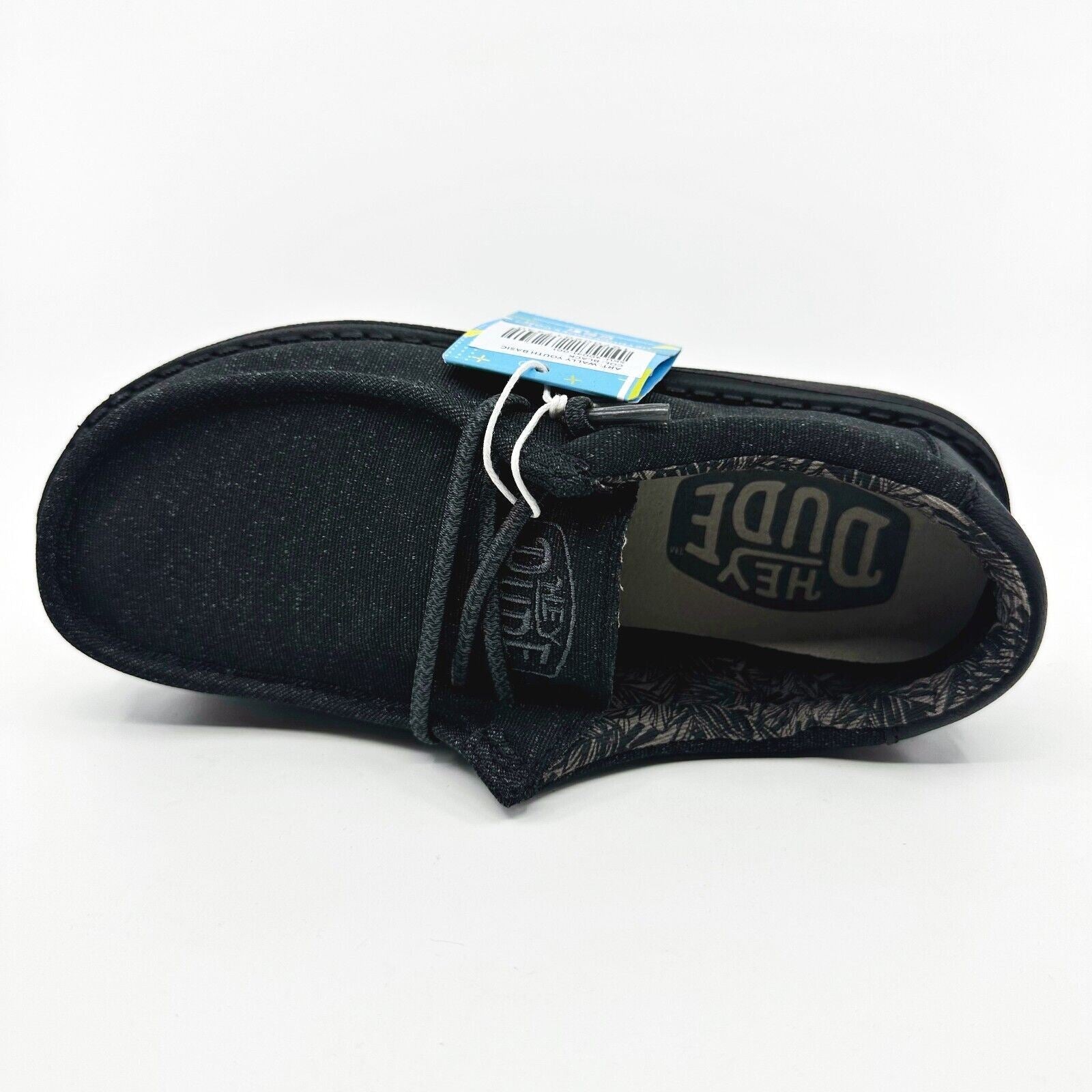 Hey Dude Wally Youth Basic Black Kids Comfort Slip On Shoes