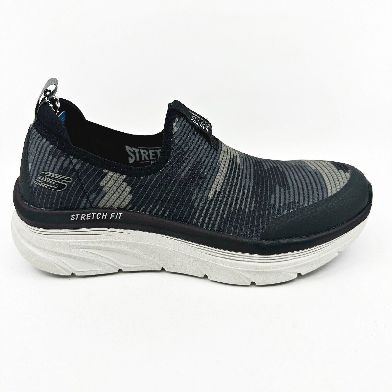 Skechers D'Lux Walker Boundless Black White Mens Size 7 Slip On Sneakers