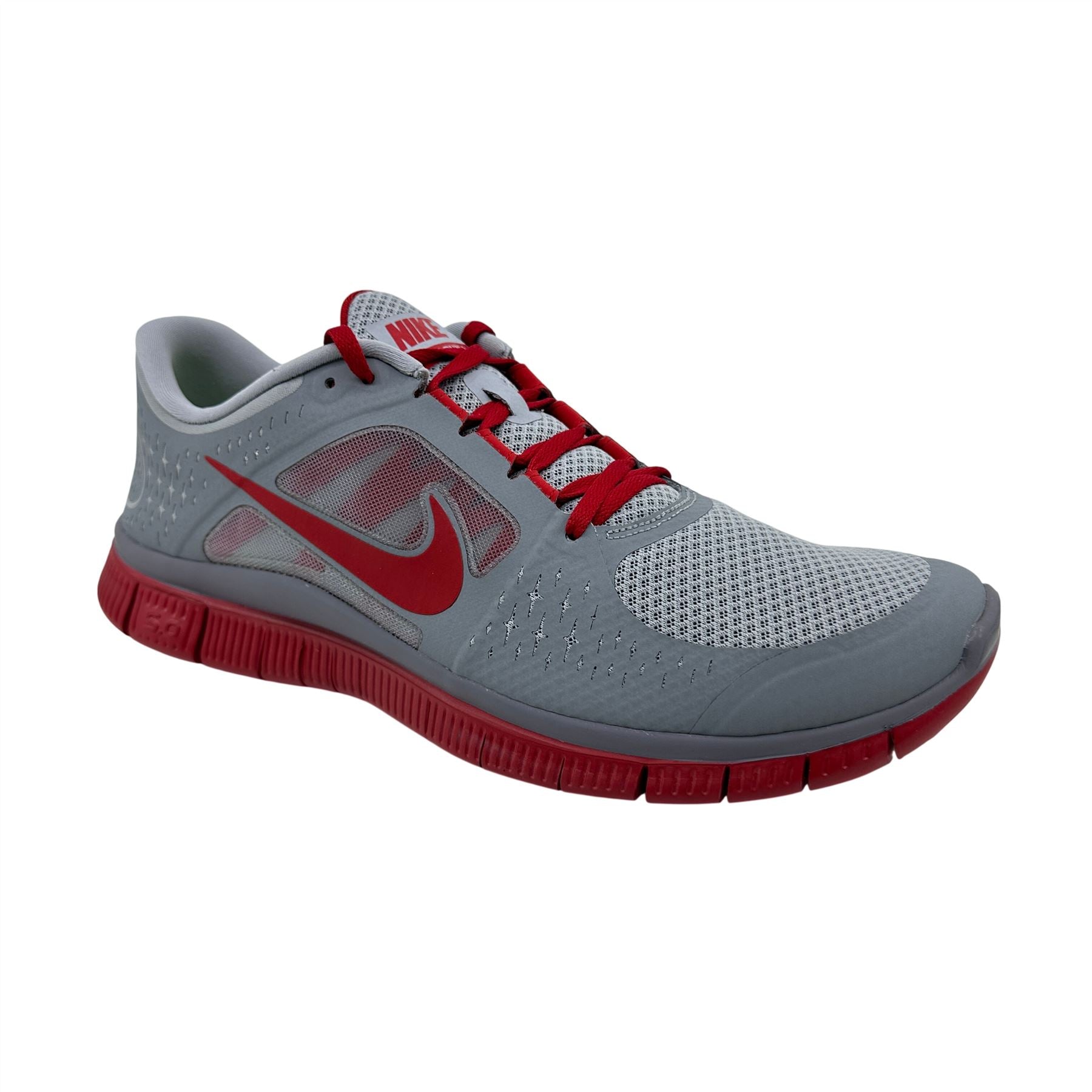 Nike Free Run+ 3 Wolf Grey Gym Red Mens Athletic Sneaker