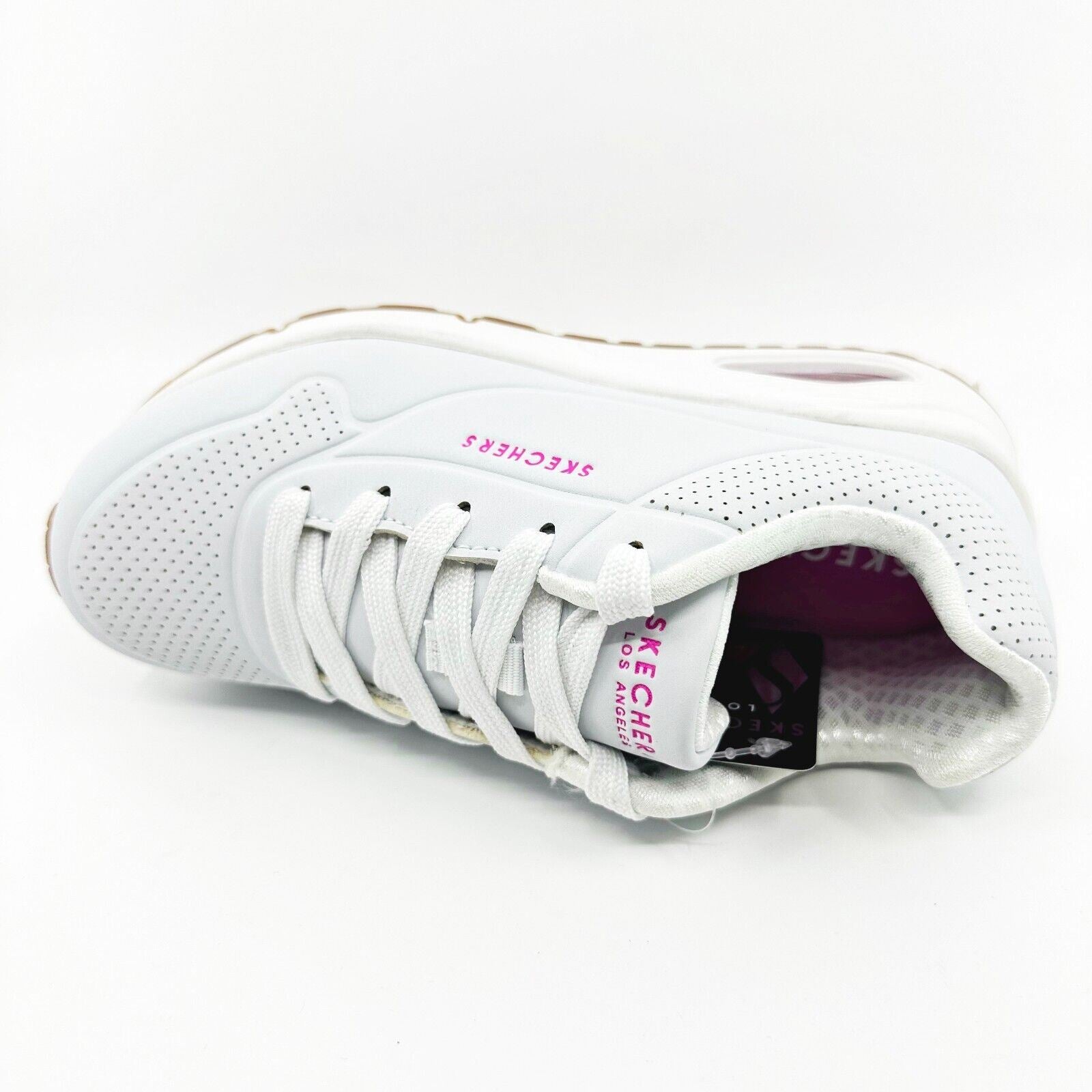 Skechers Uno Stand On Air White Pink Kids Girls Sneakers