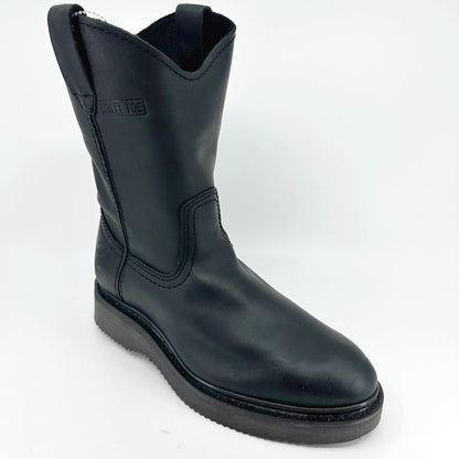 Bonanza 10" Wellington Goodyear Welt Black Leather Mens Steel Toe Boots BAT102