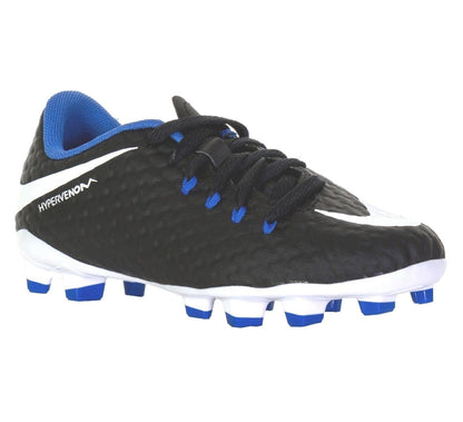 Nike Hypervenom Phelon III FG Black Blue Kids Size 5.5 Soccer Cleats 852595 002