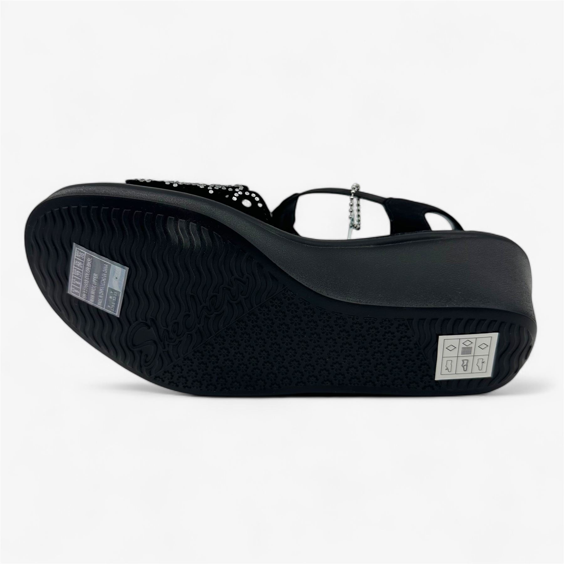 Skechers Rumble On Queen B2 Black Silver Womens Sandal Strappy