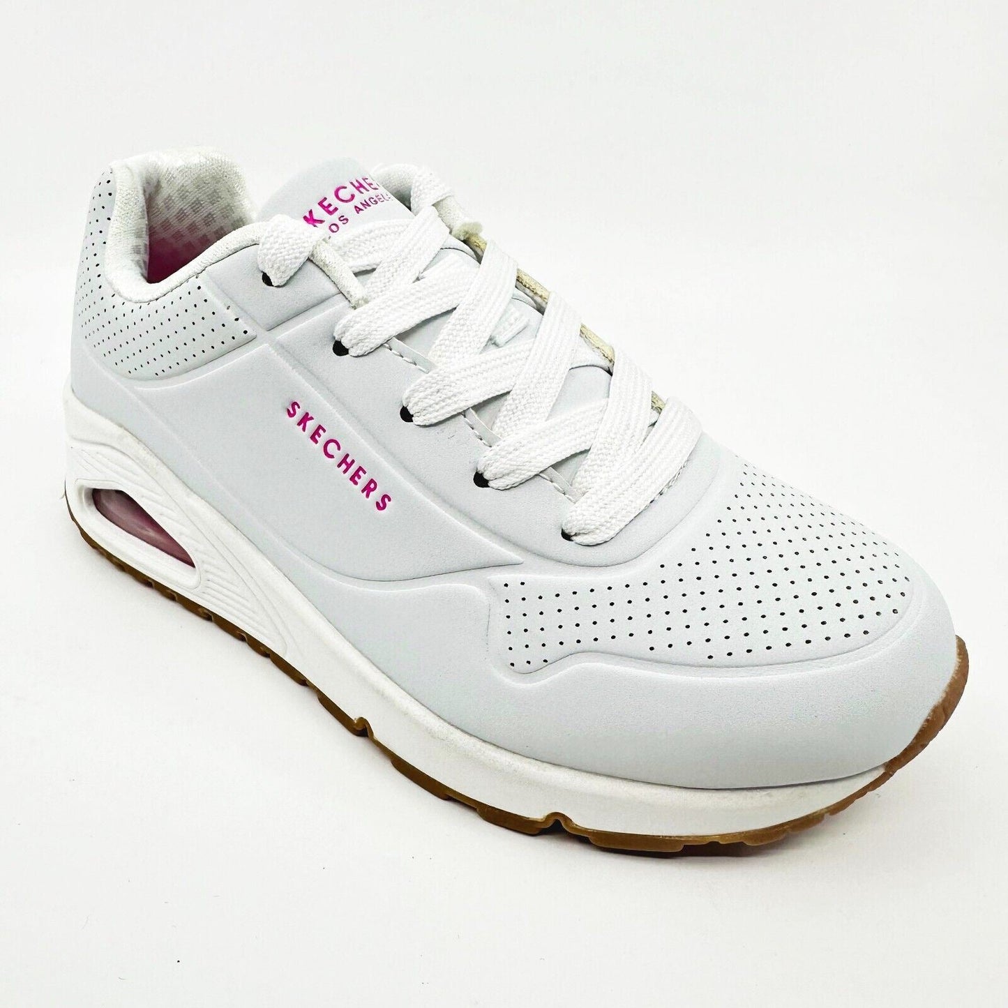Skechers Uno Stand On Air White Pink Kids Girls Sneakers