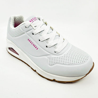 Skechers Uno Stand On Air White Pink Kids Girls Sneakers