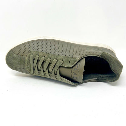 Clae Noah Olive Green Leather Mens Casual Sneakers