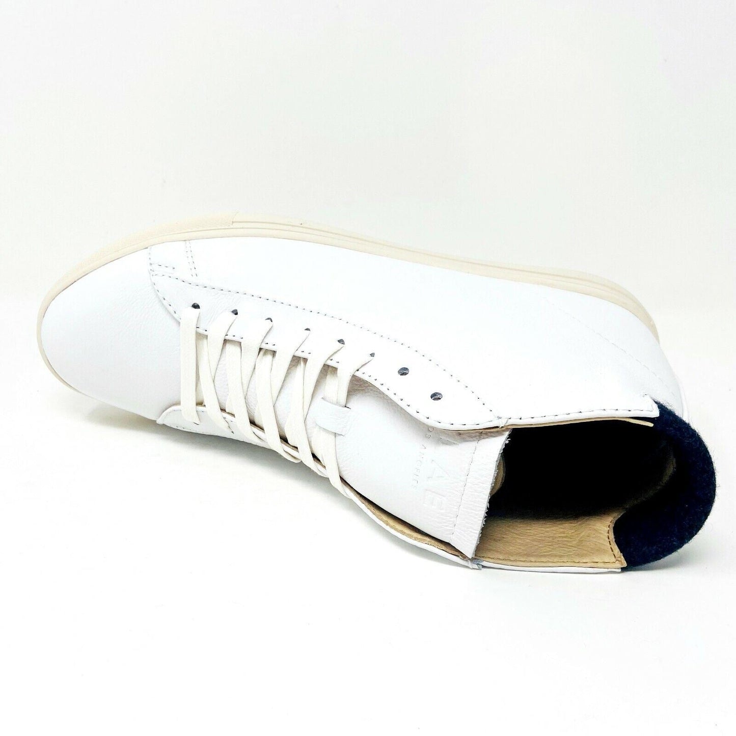 Clae Bradley Mid White Leather Black Wool Mens Premium Casual Sneakers