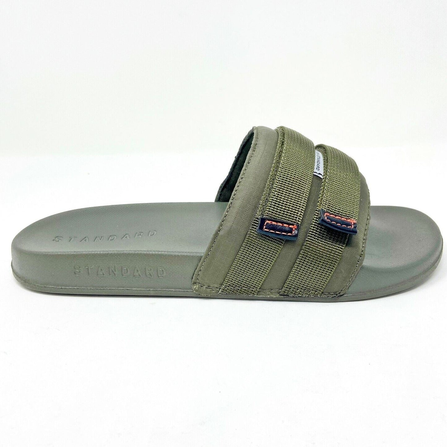 STNDRD Standard Los Angeles Monaco Double Strap Olive Womens Slide Sandals