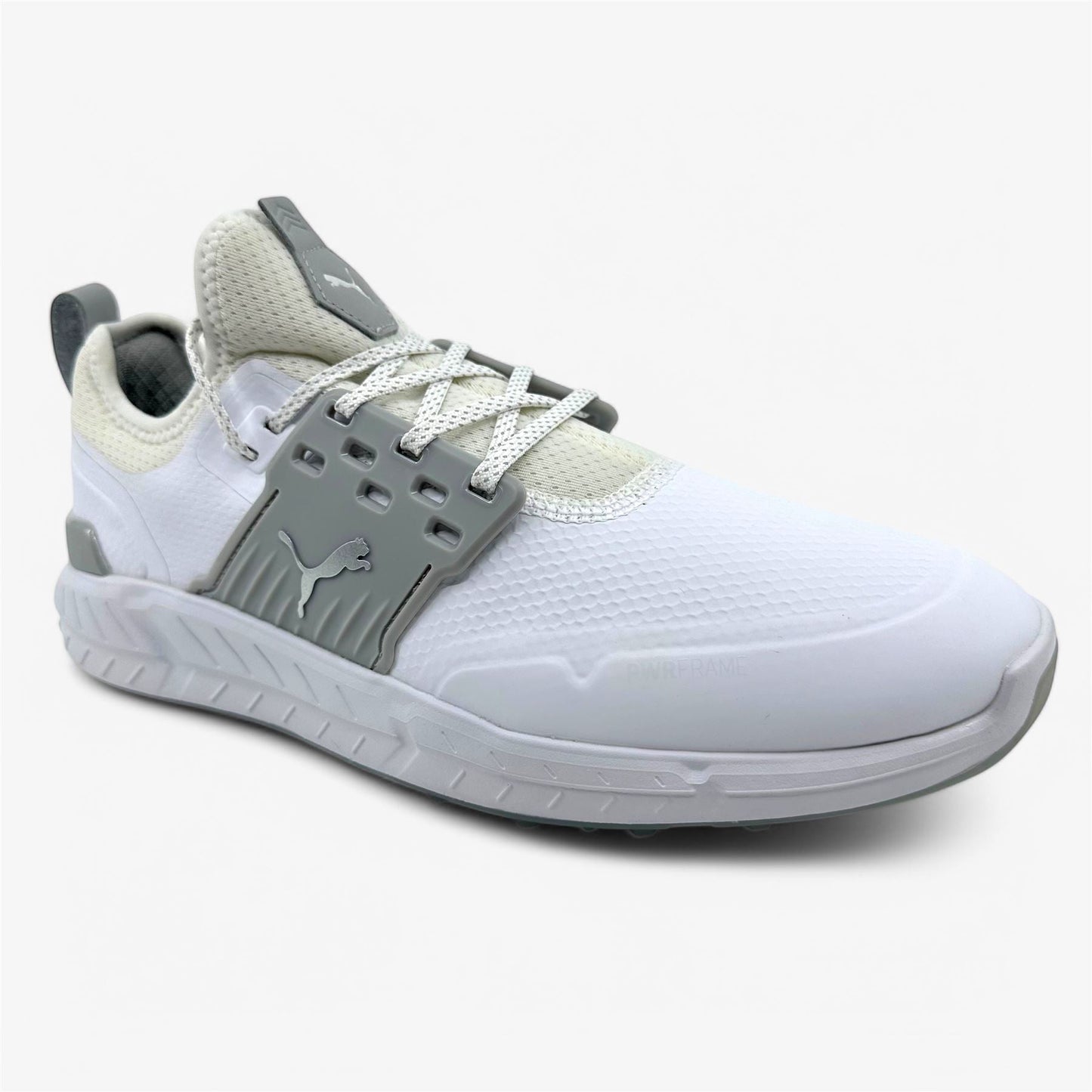 PUMA Ignite Articulate White Silver High Rise Mens Wide Waterproof Golf Shoes