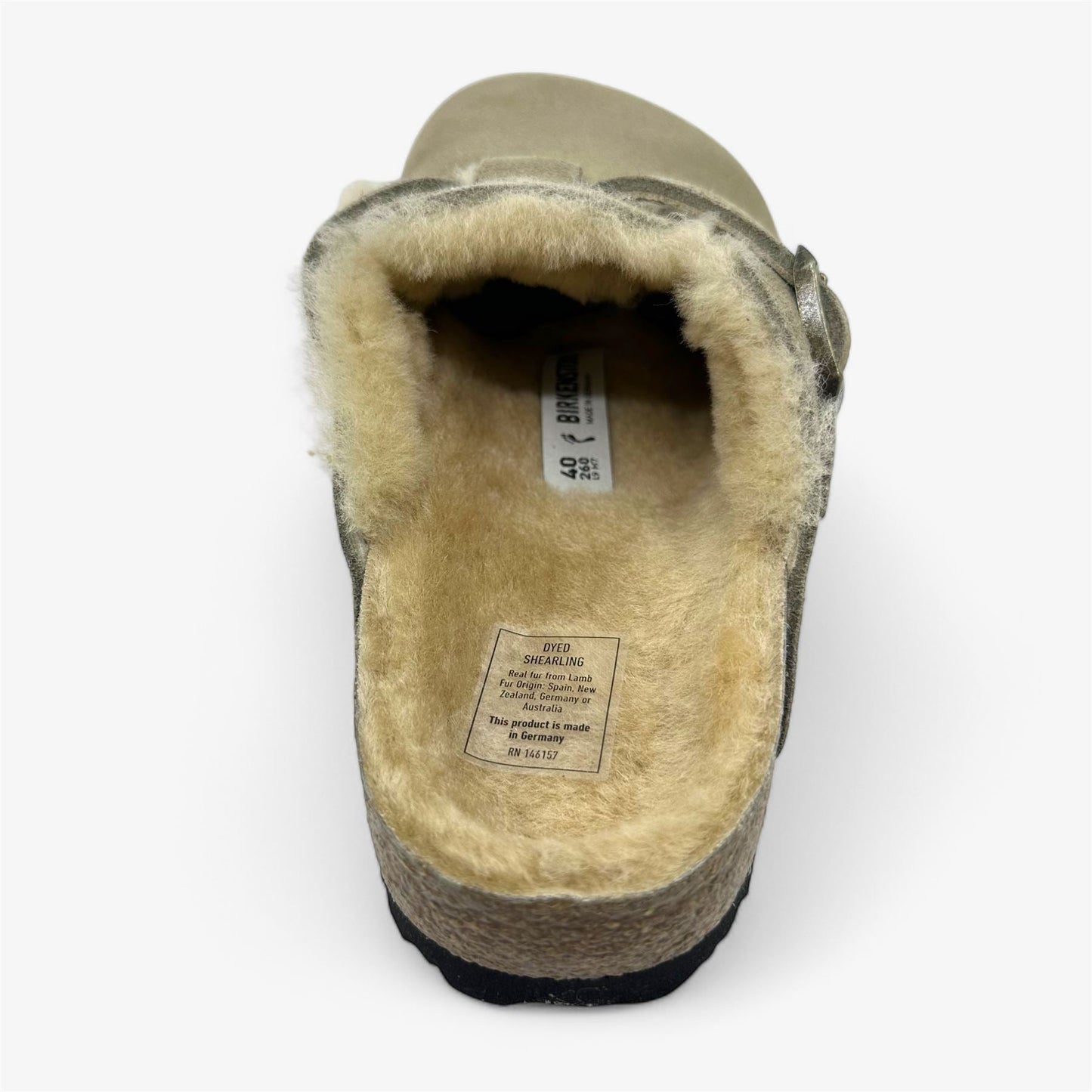 Birkenstock Boston VL Shearling Taupe Womens Casual Soft Footbead Clog