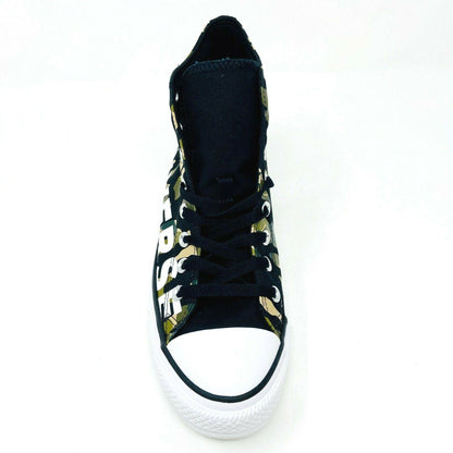 Converse Chuck Taylor All Star Hi Black Green Camo Print Womens Sneakers 166232F