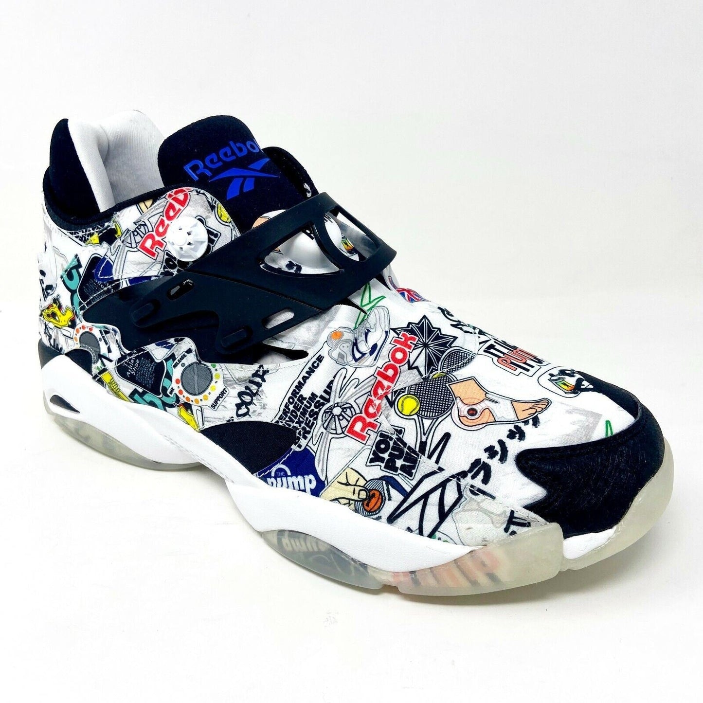 Reebok Pump Court Stricker City Graffiti Black White Mens Shoes Sneakers FW7826