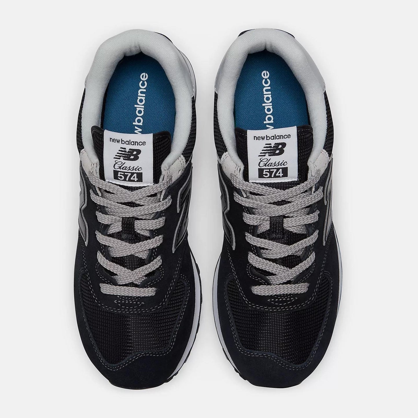 Women's Wide Fit New Balance ML574EVB Walking/Running Trainers - Exclusive - Black/White ENCAP