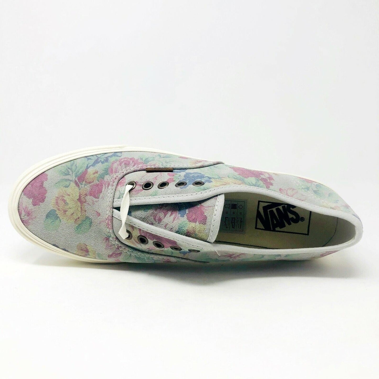 Vans Authentic Slim (Suede Floral) Marshmallow Gray Womens Casual Shoes