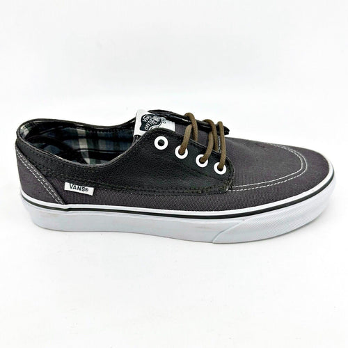 VANS Brigata (Leather Plaid) Asphalt Beluga Gray Womens Size 8 Casual Sneakers
