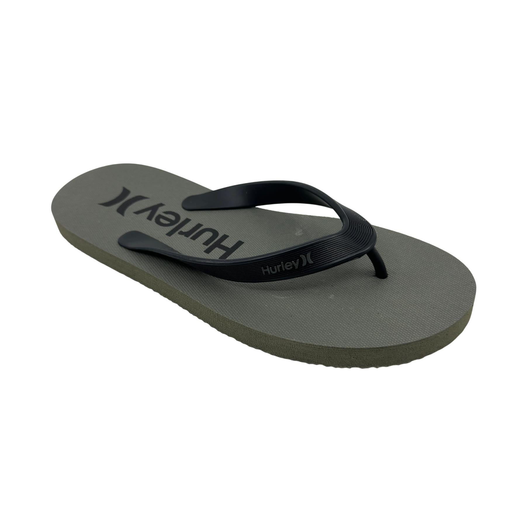 Hurley Logo Gray Black Mens Sandal Pool Beach Flip Flop