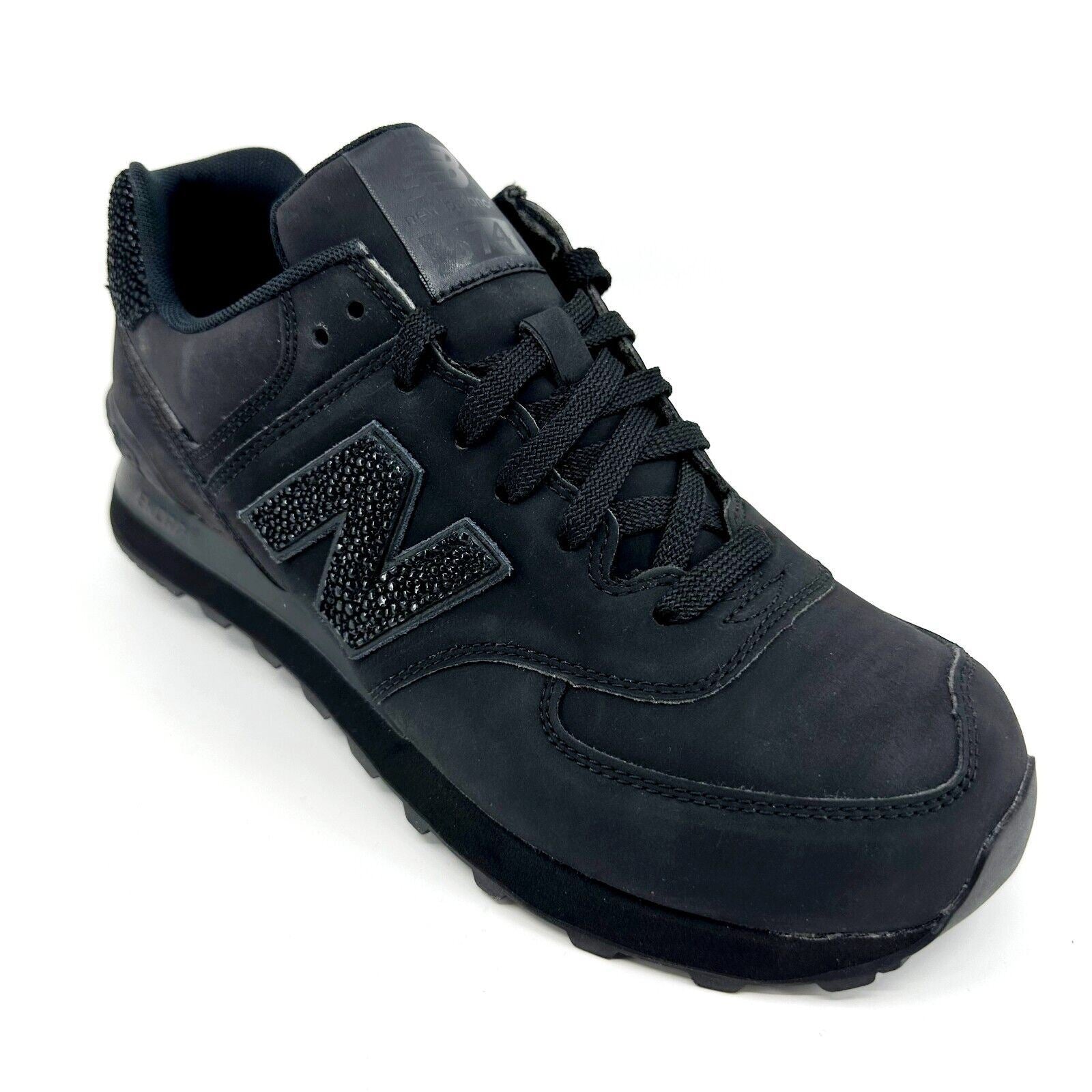 New Balance 574 Classics Triple Black Caviar Mens Leather Sneakers ML574BEX