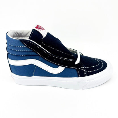 Vans Vault OG Sk8 Hi LX (Suede Canvas) Navy Blue Black Womens Sneakers
