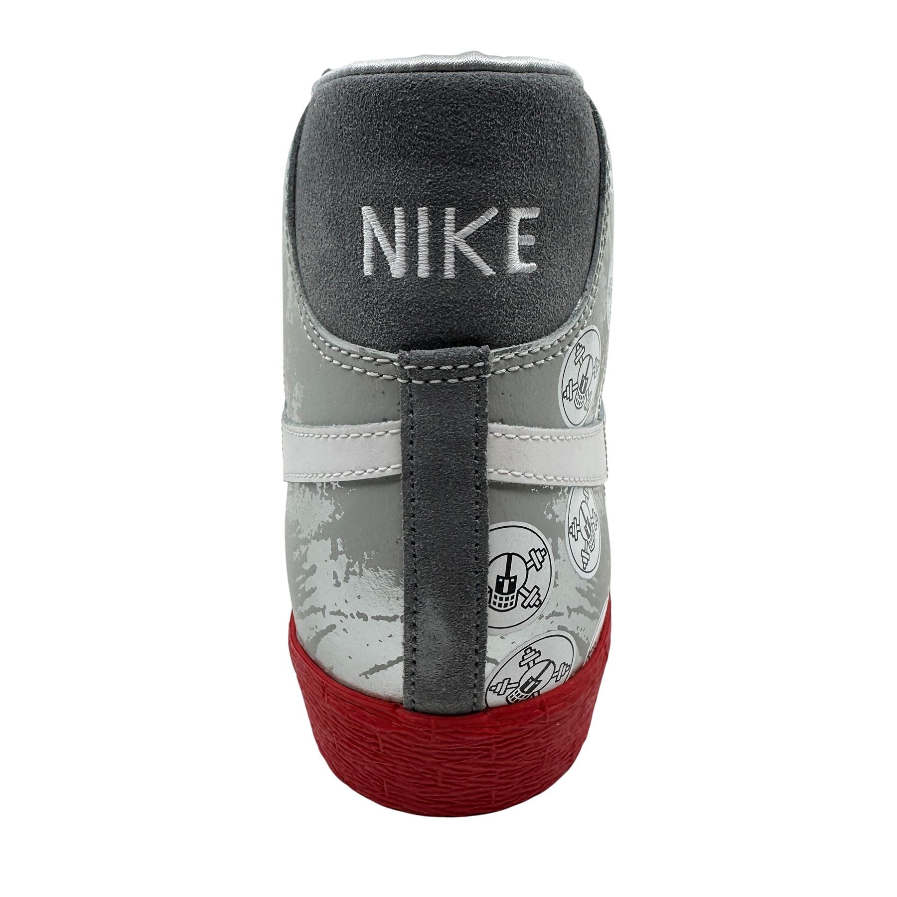 Nike Blazer High Metallic Silver Red Mens Athletic Sneaker