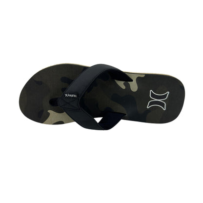 Hurley Logo Olive Camo Black Mens Sandal Pool Beach Flip Flop