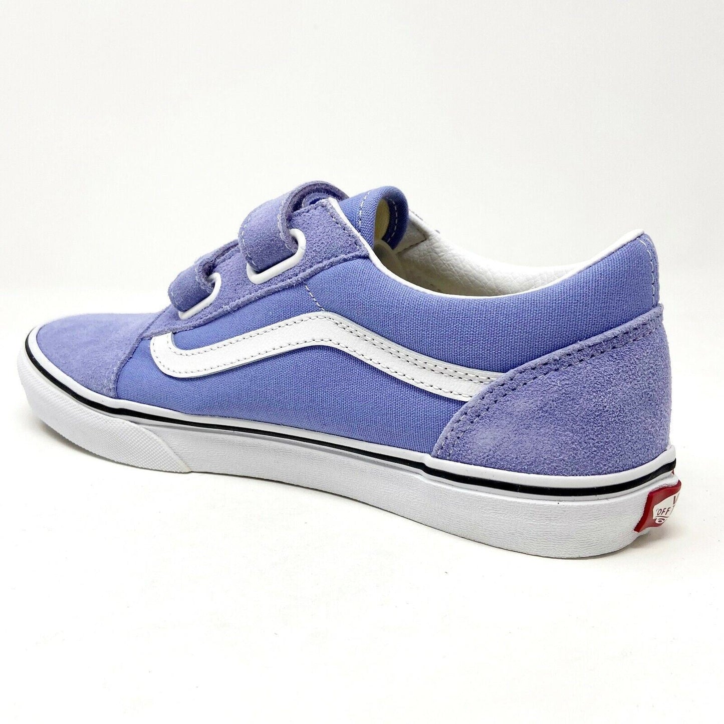 Vans Old School V Pale Iris True White Junior Kids Laceless Casual Shoes