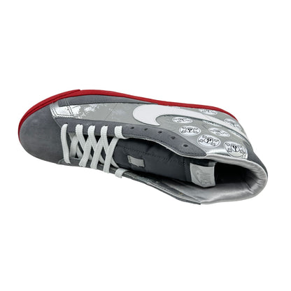 Nike Blazer High Metallic Silver Red Mens Athletic Sneaker