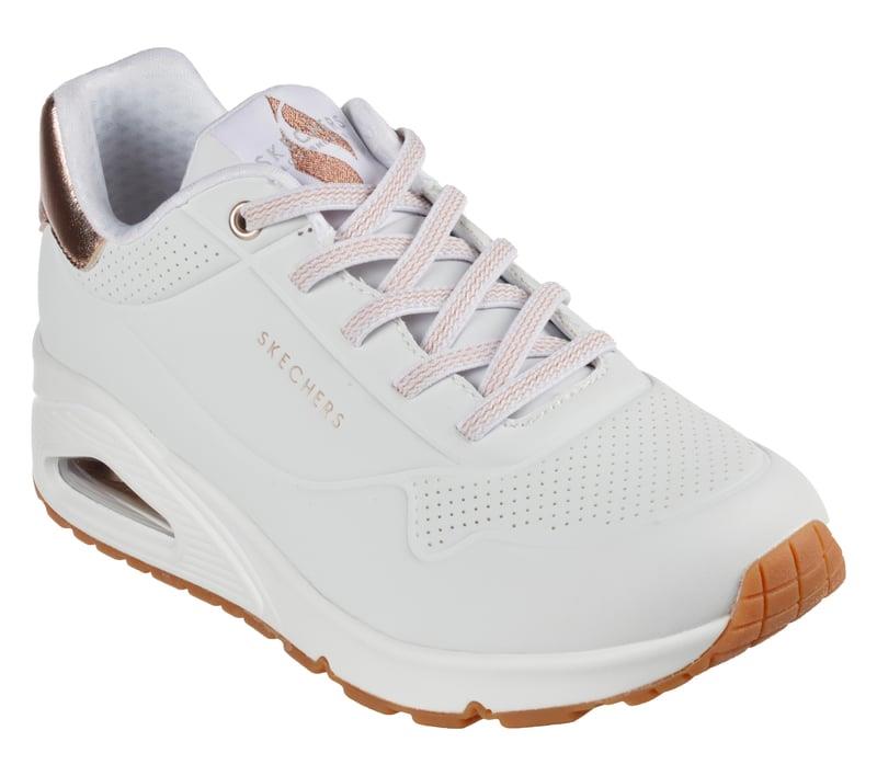 Women's Wide Fit Skechers Uno 155196W Shimmer Away Trainers