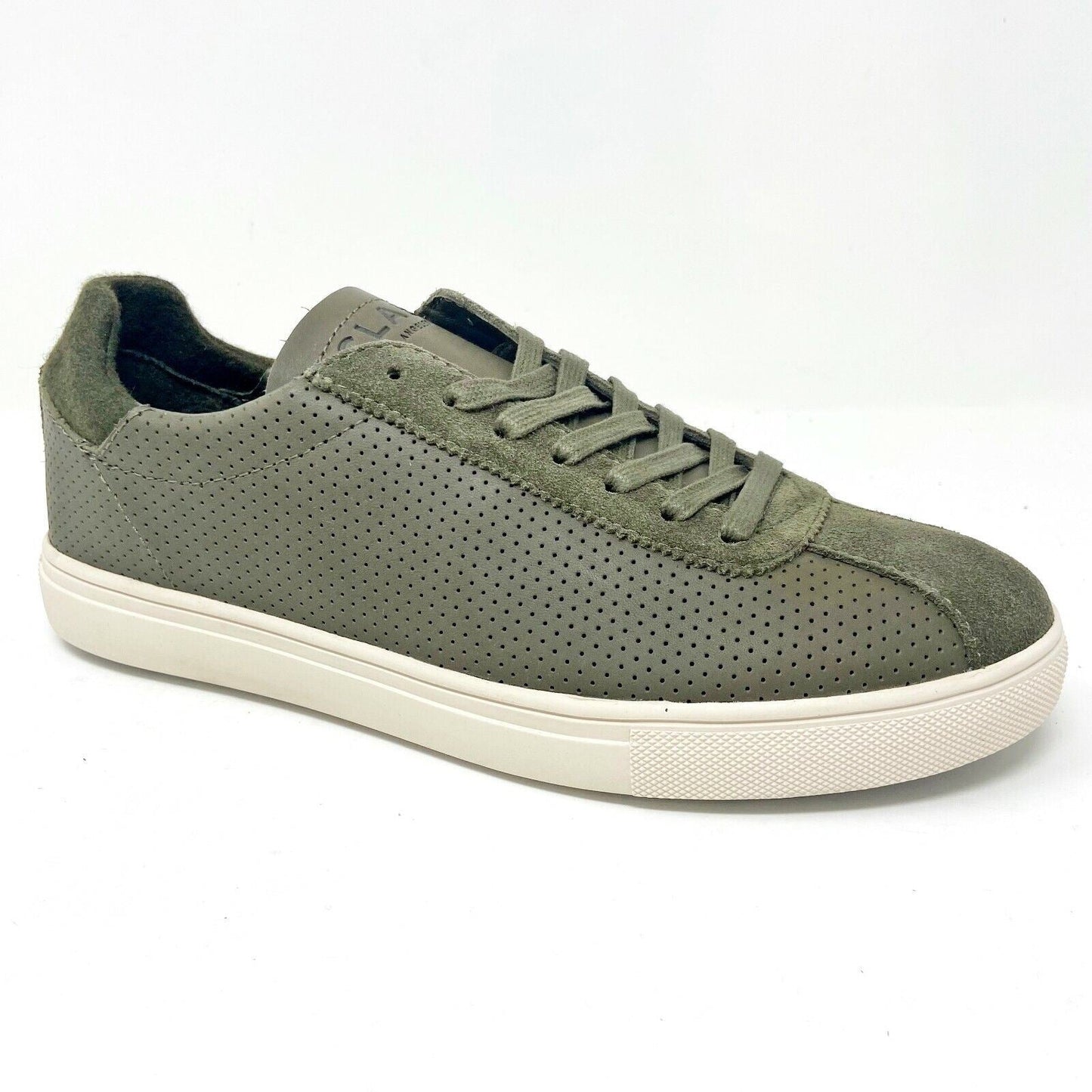 Clae Noah Olive Green Leather Mens Casual Sneakers