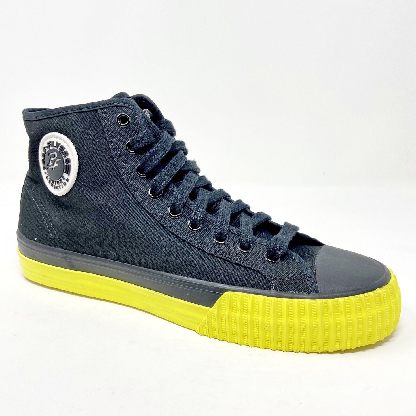 PF Flyers Center Hi Black Yellow Womens Retro Casual Shoes PM12OH1T