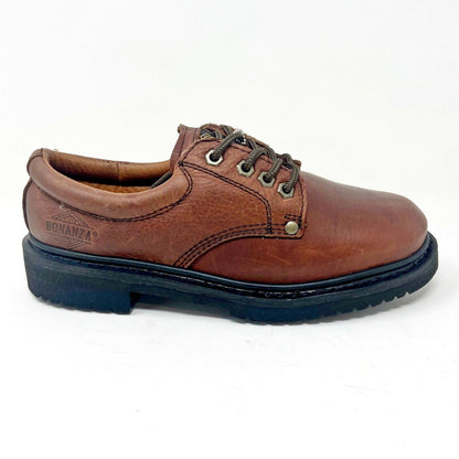 Bonanza Brown Black Leather Mens Slip Resistant Work Low Top Boots BA415