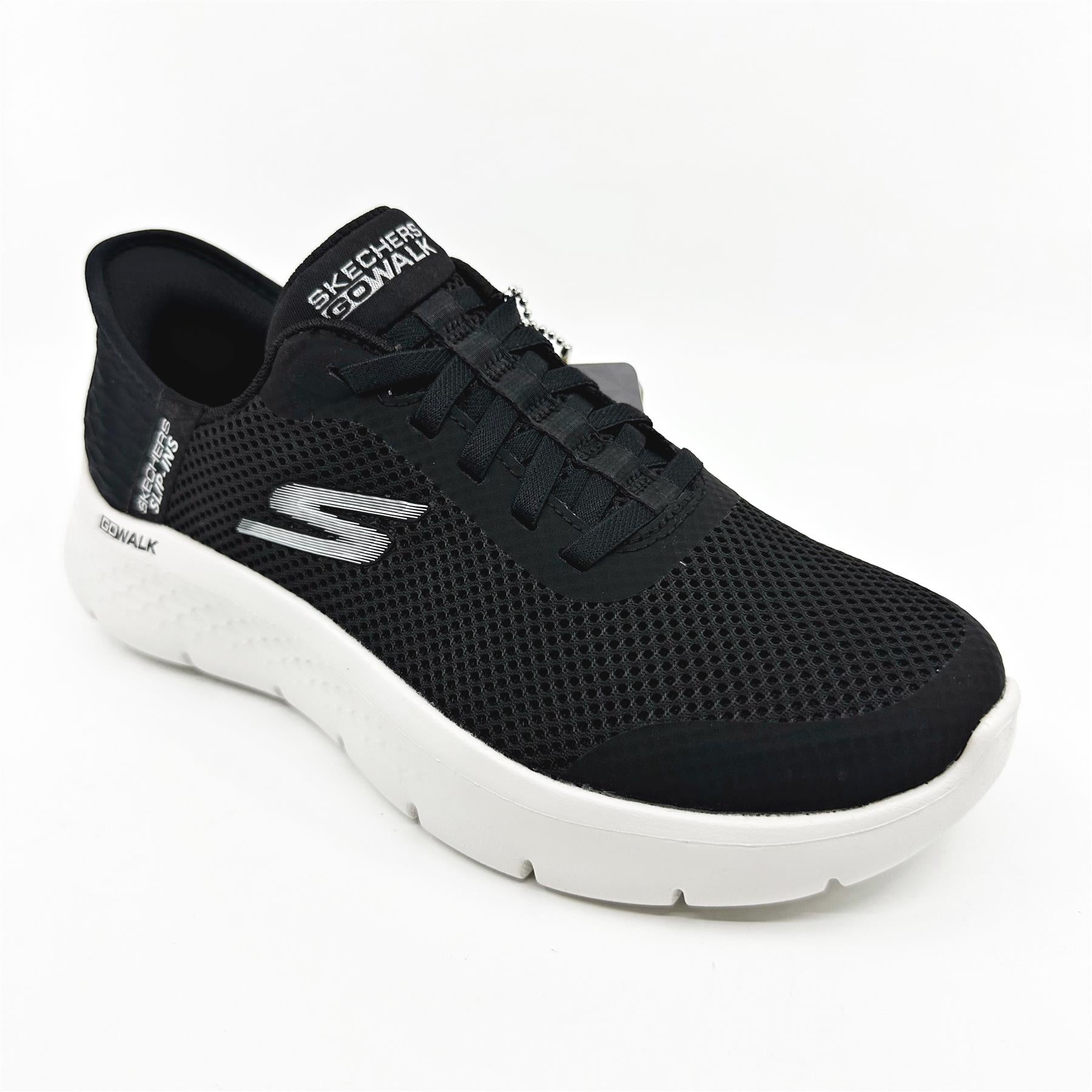 Skechers Go Walk Flex Grand Entry Black White Womens Athletic Sneaker