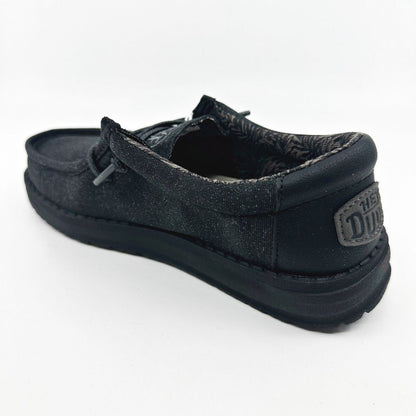 Hey Dude Wally Youth Basic Black Kids Comfort Slip On Shoes