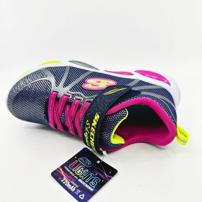 Skechers S Lights Shimmer Beams Sporty Glow Navy Multi Kids Girls Size 1