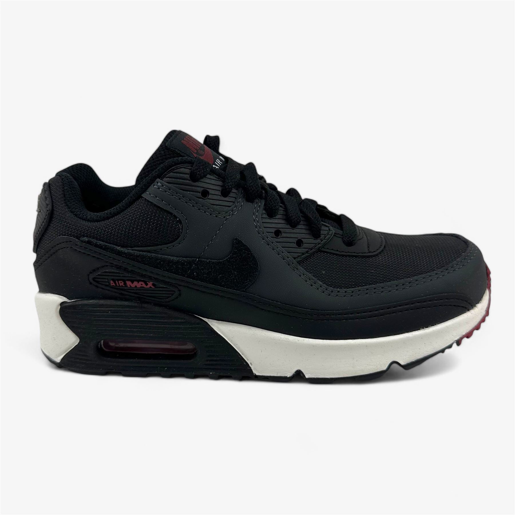 Nike Air Max 90 Leather GS Anthracite Black Team Red Kids Athletic Sneaker
