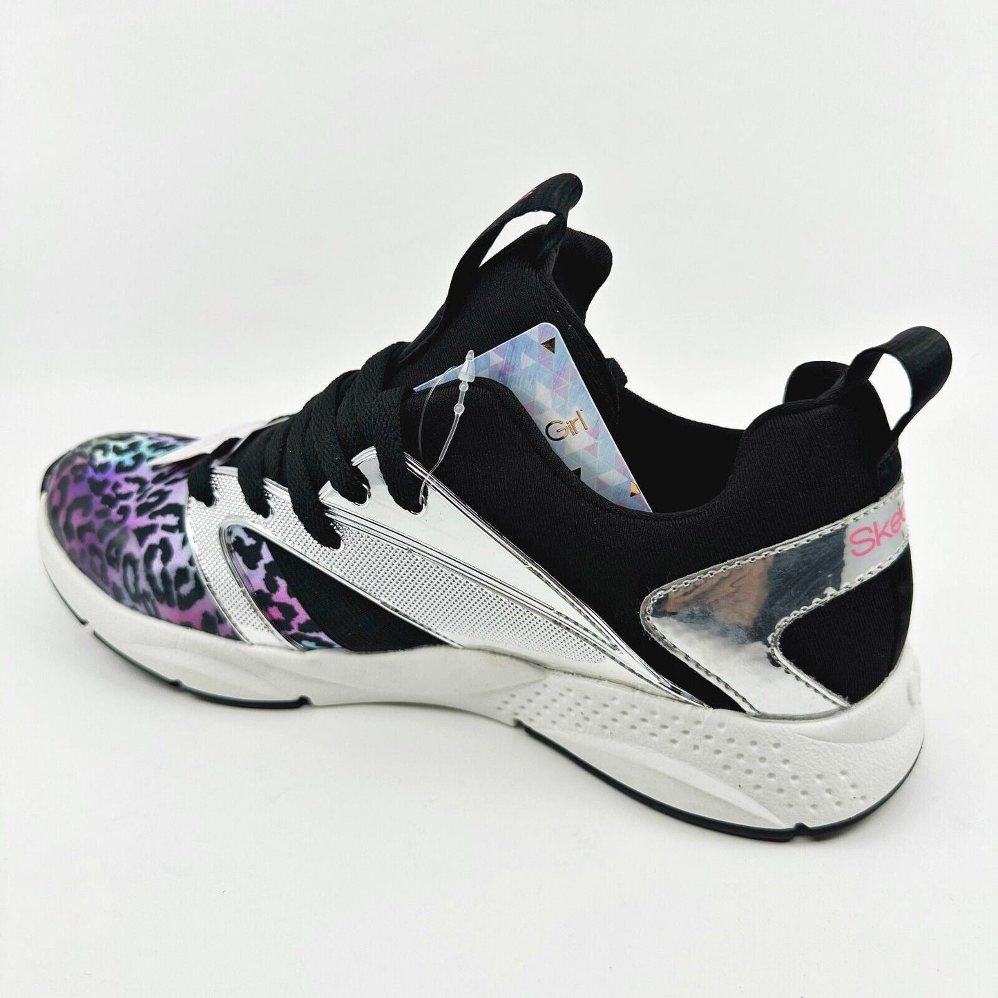 Skechers Shine Status Hint of Wild Leopard Kids Girls Size 5 Sneakers
