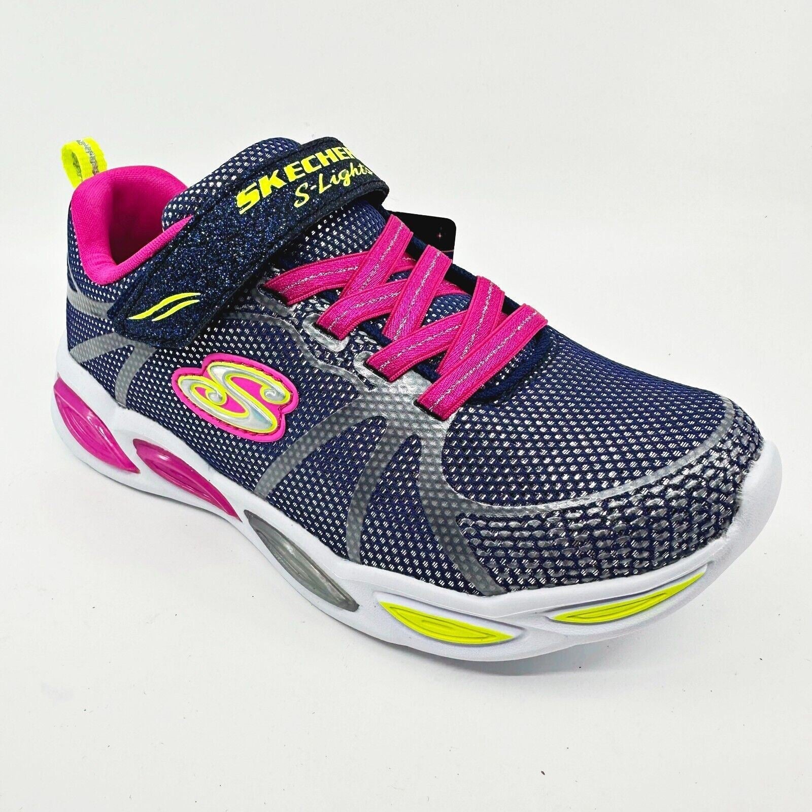 Skechers S Lights Shimmer Beams Sporty Glow Navy Multi Kids Girls Size 1