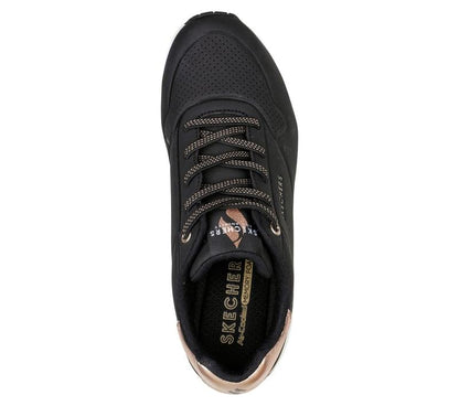 Women's Wide Fit Skechers Uno 155196W Shimmer Away Trainers