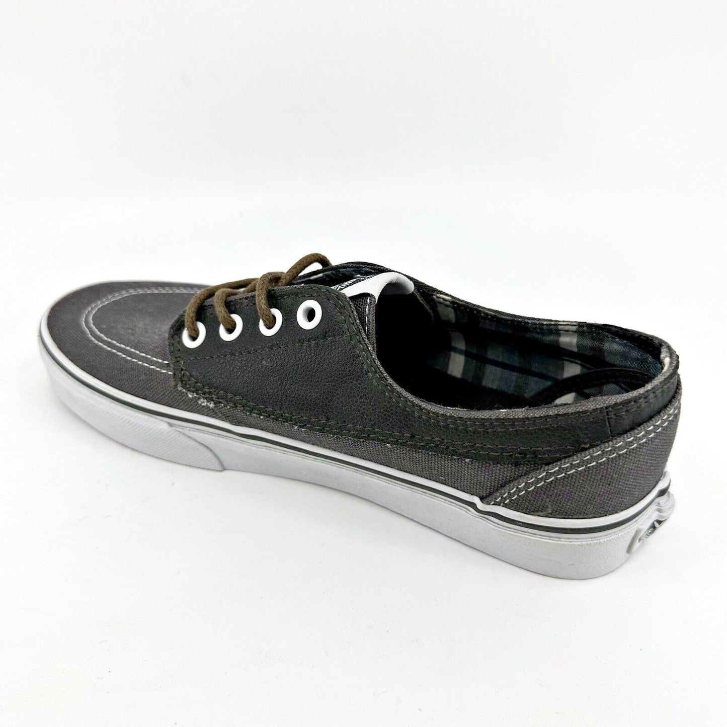 VANS Brigata (Leather Plaid) Asphalt Beluga Gray Womens Size 8 Casual Sneakers